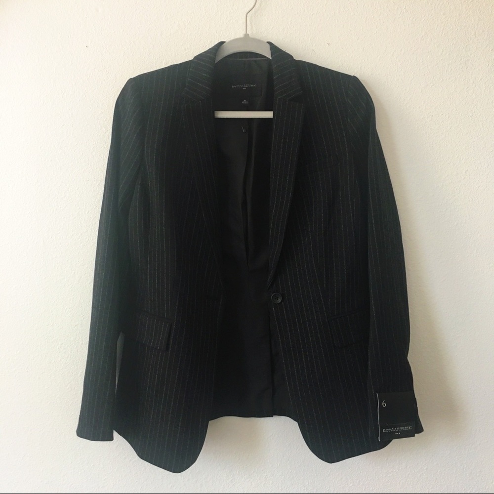 Banana Republic Pinstriped Stretch Knit Blazer